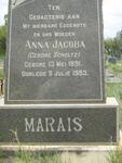 MARAIS Anna Jacoba nee SCHOLTZ 1891-1953