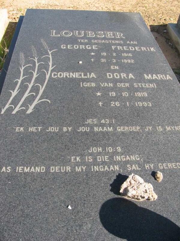LOUBSER George Frederik 1916-1992 & Cornelia Dora Maria VAN DER STEEN 1919-1993