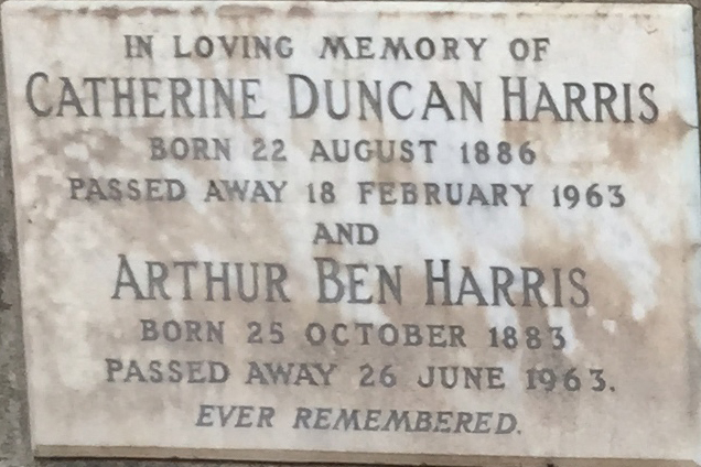 HARRIS Arthur Ben 1883-1963 & Catherine Duncan 1886-1963