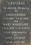 CROOKES Christopher 1881-1970 & Mary Magdeline 1888-1973