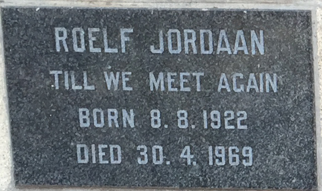 JORDAAN Roelf 1922-1969