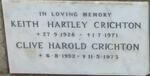CRICHTON Keith Hartley 1928-1971 :: CRICHTON Clive Harold 1952-1973