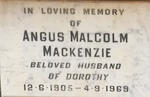 MACKENZIE Angus Malcolm 1905-1969