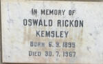 KEMSLEY Oswald Rickon 1899-1967