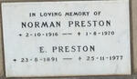 PRESTON E. 1891-1977 :: PRESTON Norman 1916-1970