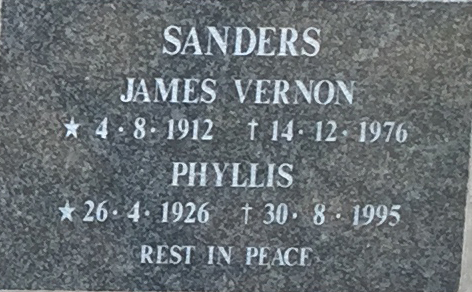 SANDERS James Vernon 1912-1976 & Phyllis 1926-1995