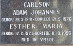 CARLSON Adam Johannes 1918-1976 & Esther Maria 1925-1996
