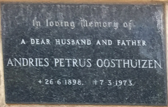 OOSTHUIZEN Andries Petrus 1898-1973