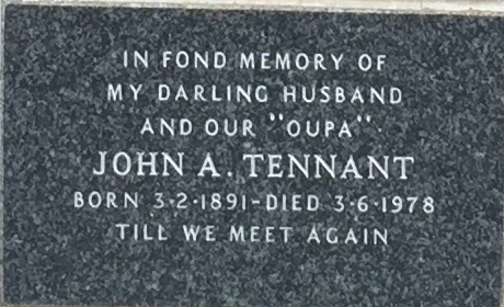 TENNANT John A. 1891-1978