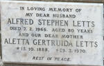 LETTS Alfred Stephen -1966 & Aletta Gertruida 1888-1970