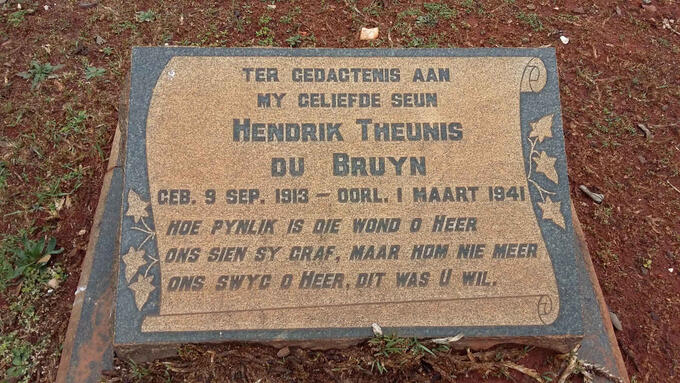 BRUYN Hendrik Theunis, du 1913-1941
