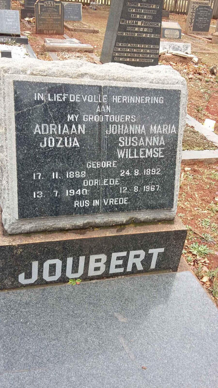 JOUBERT Adriaan Jozua 1888-1940 & Johanna Maria Susanna Willemse 1892-1967