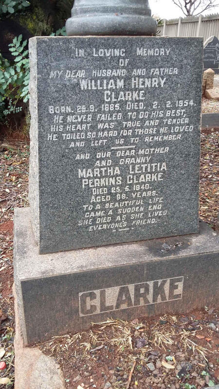 CLARKE William Henry 1885-1954 & Martha Letitia Perkins -1940