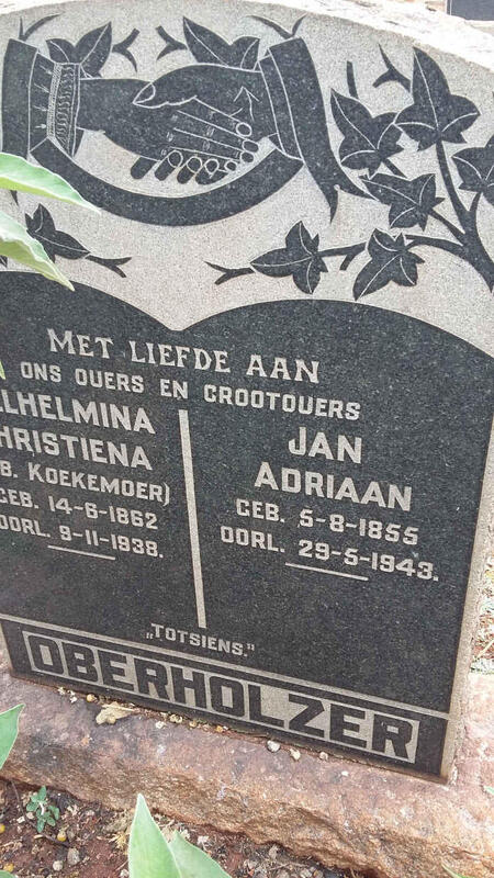 OBERHOLZER Jan Adriaan 1855-1943 & Wilhelmina Christiena KOEKEMOER 1862-1938