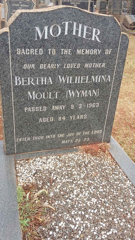 MOULT Bertha Wilhelmina nee WYMAN -1963