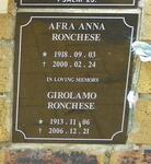 RONCHESE Girolamo 1913-2006 & Afra Anna 1918-2000