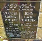 FORTUIN John David 1916-1993 & Francis Louisa 1922-1986