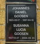 GOOSEN Johannes Daniël 1923-1997 & Susanna Lucia 1927-2004