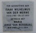 MERWE Isaak Wilhelmus, van der 1785-1833 & Maria JANSE VAN RENSBURG 1785-1854