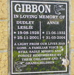 GIBBON Dudley Leslie 1928-2001 & Annie 1932-2004