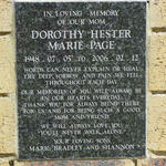 PAGE Dorothy Hester Marie 1948-2006