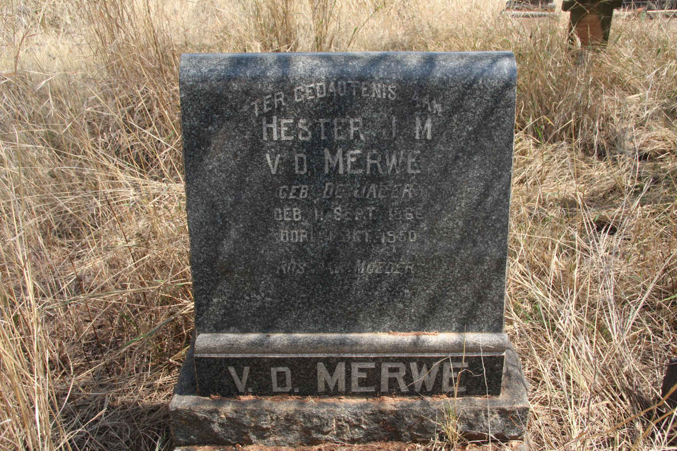 MERWE Hester J.M., v.d. nee DE JAGER 1866-1950