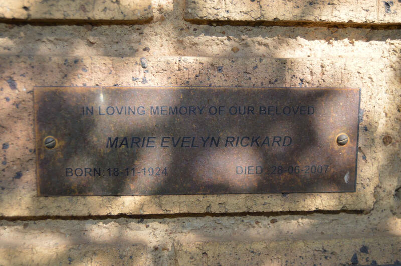 RICKARD Marie Evelyn 1924-2007