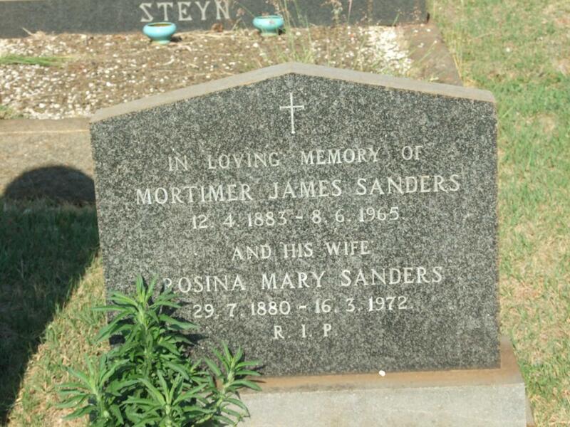 SANDERS Mortimer James 1883-1965 & Rosina Mary 1880-1972
