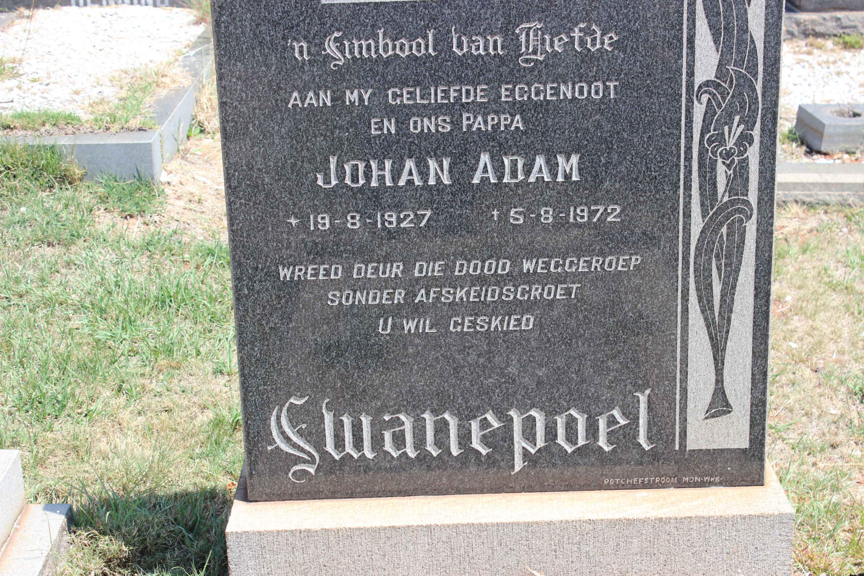 SWANEPOEL Johan Adam 1927-1972