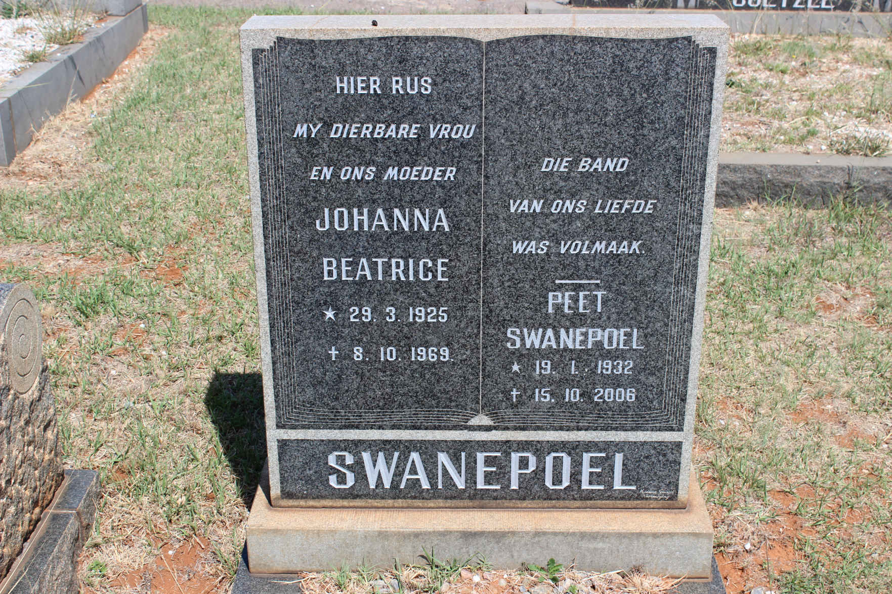 SWANEPOEL Peet 1932-2006 & Johanna Beatrice 1925-1969