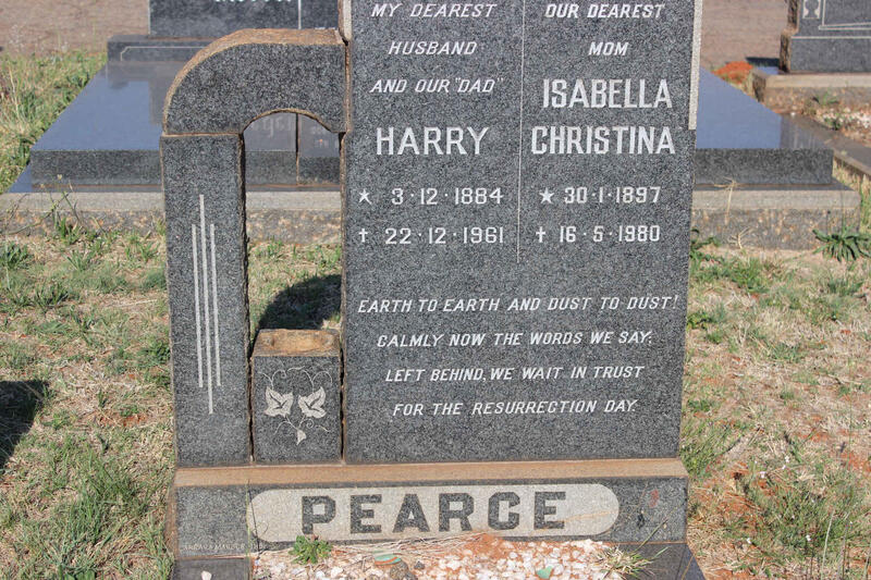 PEARCE Harry 1884-1961 & Isabella Christina 1897-1980