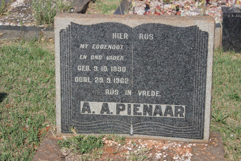 PIENAAR A.A. 1890-1962