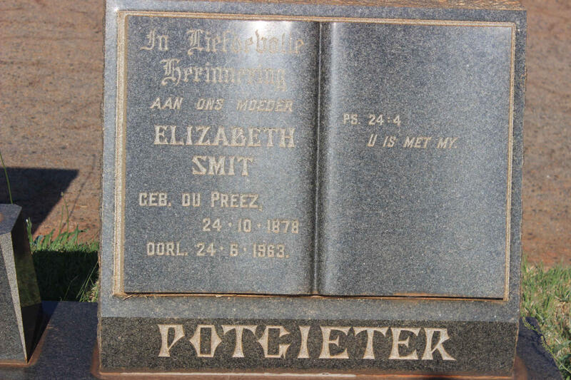 POTGIETER Elizabeth Smit nee DU PREEZ 1878-1963