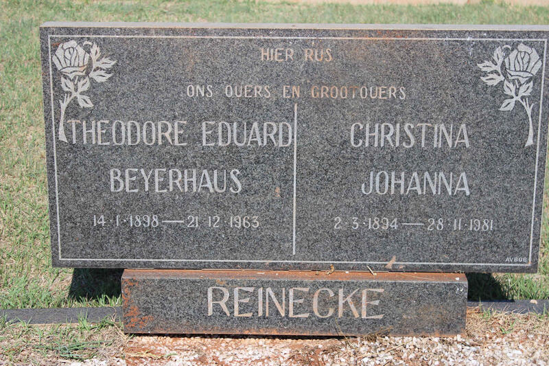 REINECKE Theodore Eduard Beyerhaus 1898-1963 & Christina Johanna 1894-1981