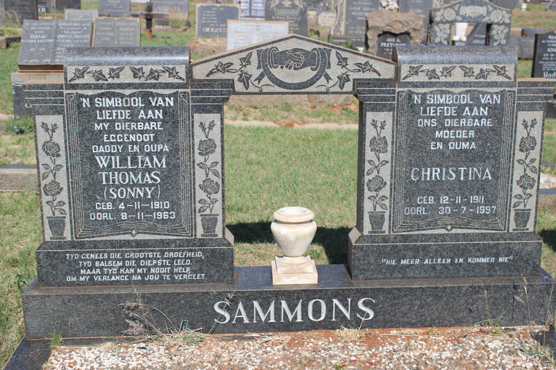 SAMMONS William Thomas 1910-1963 & Christina 1911-1997