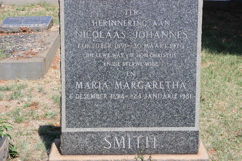 SMITH Nicolaas Johannes 1891-1970 & Maria Margaretha 1894-1981