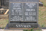 SNYMAN Philipus 1930-2005 & Johanna M. Jacoba 1932-1964