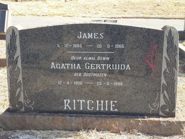 RITCHIE James 1885-1966 & Agatha Gertruida OOSTHUIZEN 1900-1988