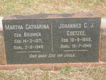 COETZEE Johannes C.J. 1866-1949 & Martha Catharina BOUWER 1871-1949