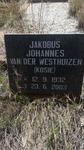WESTHUIZEN Jakobus Johannes, van der 1932-2003
