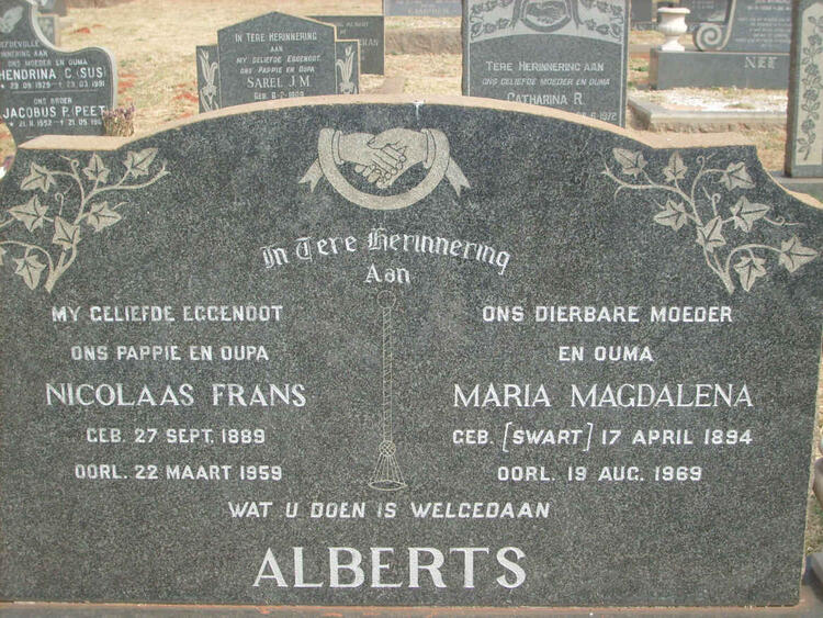 ALBERTS Nicolaas Frans 1889-1959 & Maria Magdalena SWART 1894-1969