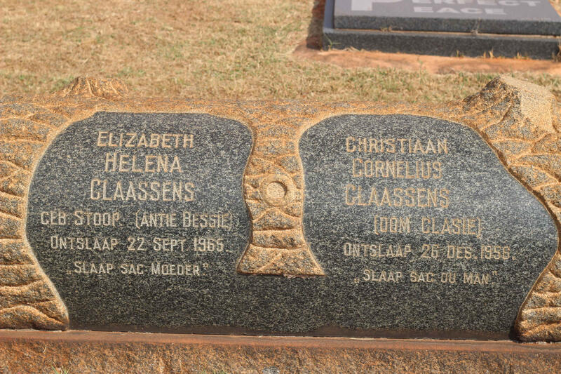 CLAASSENS Christiaan Cornelius -1956 & Elizabeth Helena STOOP -1965