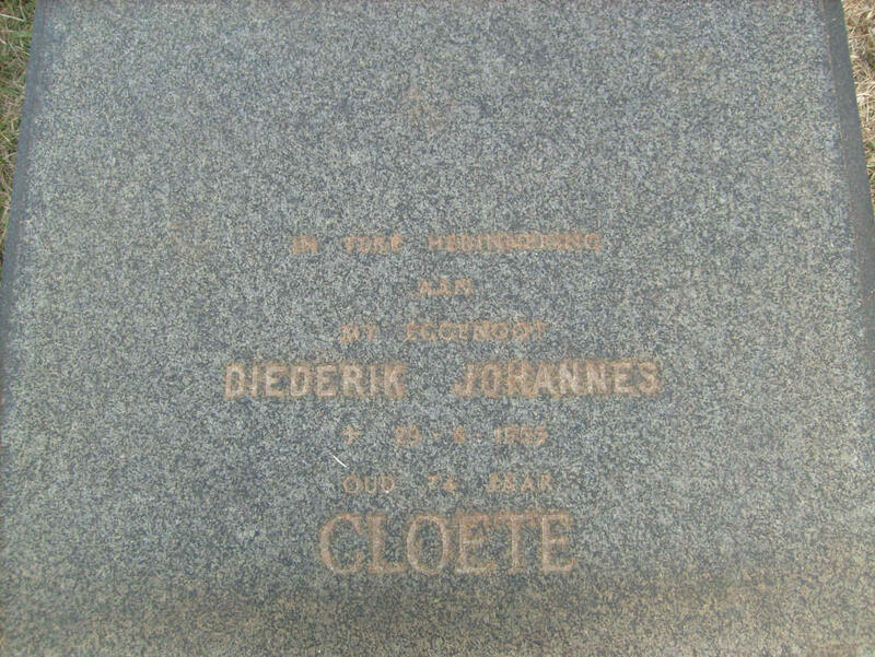 CLOETE Diederik Johannes -1955