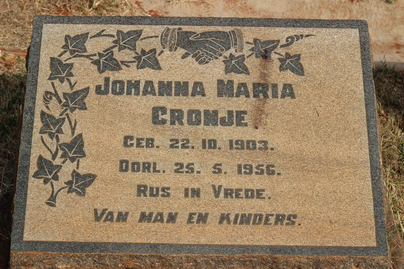 CRONJE Johanna Maria 1903-1956