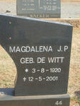 ESTERHUIZEN Magdalena J.P. DE WITT 1920-2001