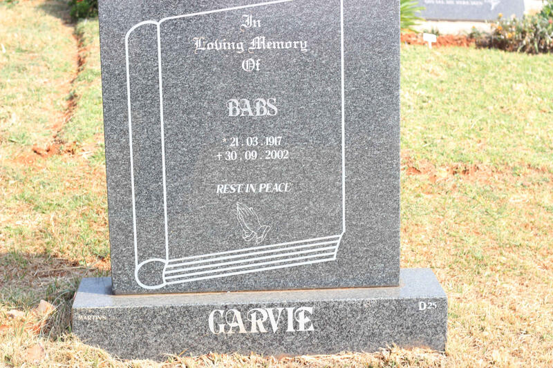 GARVIE Babs 1917-2002