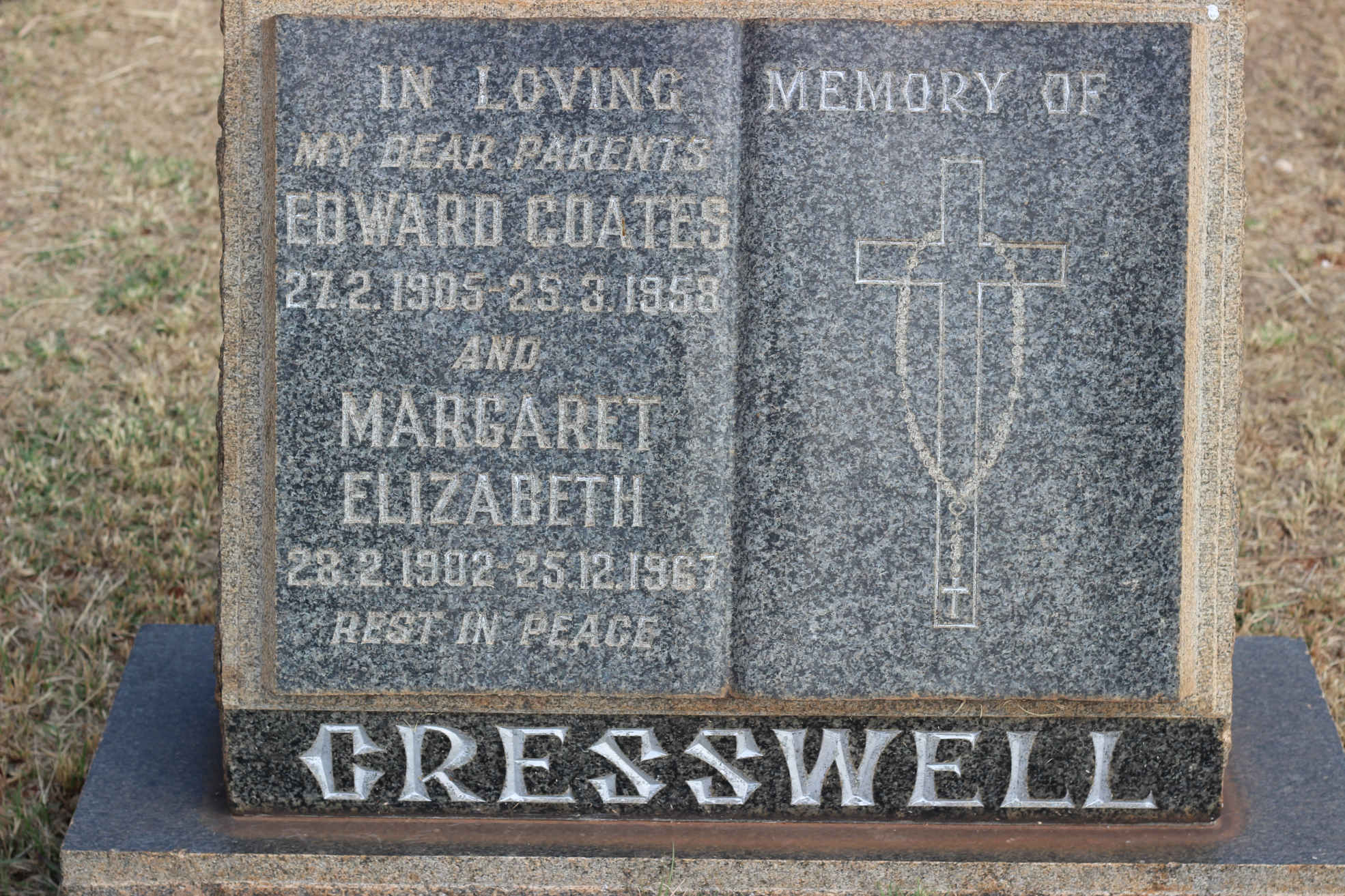CRESSWELL Edward Coates 1905-1958 & Margaret Elizabeth 1902-1967