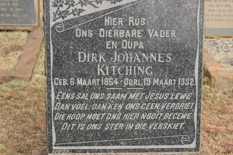 KITCHING Dirk Johannes 1864-1952