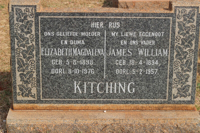 KITCHING James William 1894-1957 & Elizabeth Magdalena 1898-1976