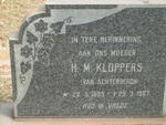 KLOPPERS H.M. nee VAN ACHTERBERGH 1899-1967